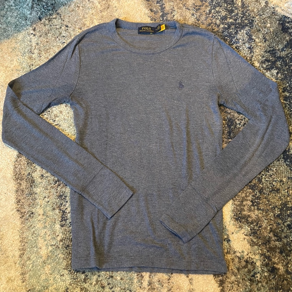 POLO Ralph Lauren Long Sleeve Logo Shirt, size medium. Blue colored.